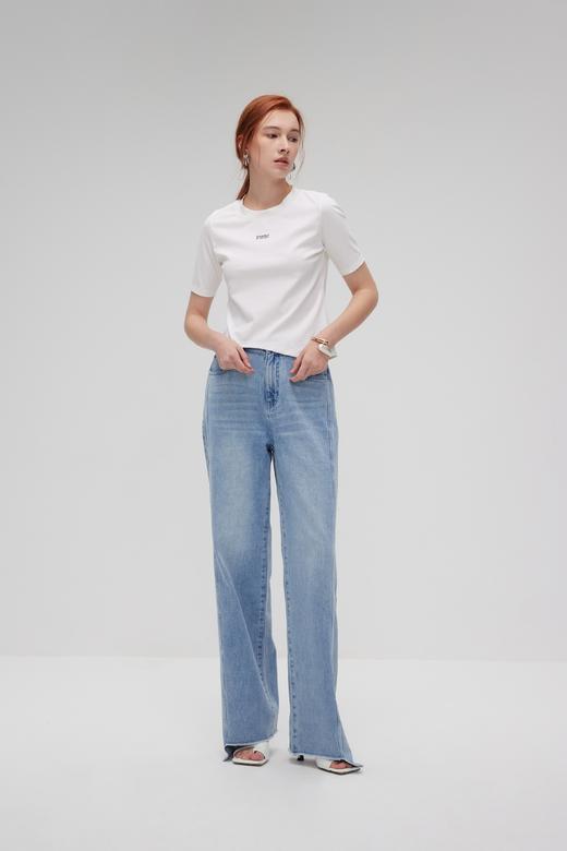 不规则下摆logo修身T恤 商品图0