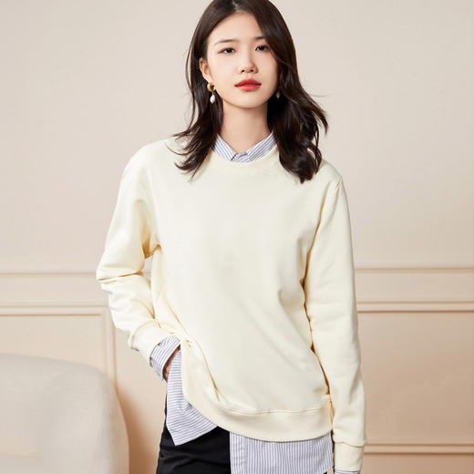 优选丨【圆领+连帽可选】【时髦百搭必备】春季卫衣女宽松套头圆领连帽套头衫上衣可情侣纯棉卫衣 商品图3