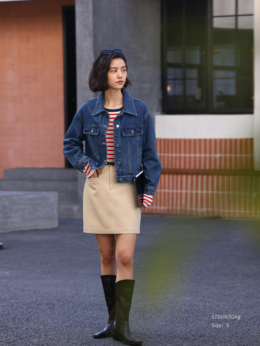 HeyDress法式复古牛仔外套女春季宽松显瘦休闲纯棉夹克百搭潮上衣 商品图3