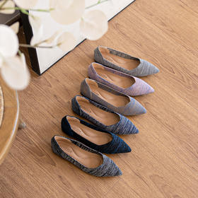 REREJOY 亚麻系列飞织王妃鞋平底款QC6500  显脚瘦显秀气