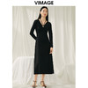 VIMAGE纬漫纪春季新款气质V领收腰显瘦连衣裙女礼服V1977503 商品缩略图3