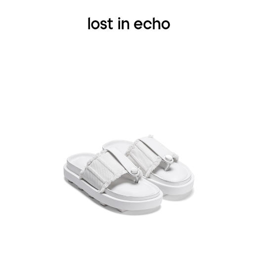 【下架】lost in echo 2023春夏新款鱼骨鞋面铆钉分趾拖鞋木底拖鞋 商品图0