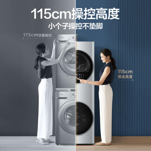 美的（Midea）1.1洗净比 清风明月洗烘护一体式洗烘套装 10KG滚筒洗衣机全自动热泵烘干机 超薄全嵌 MGH20VEIY 商品图3
