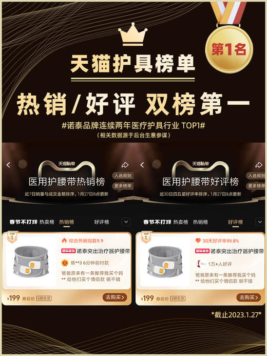 诺泰护腰带腰间盘劳损腰椎突出医用腰围男女分款 商品图1