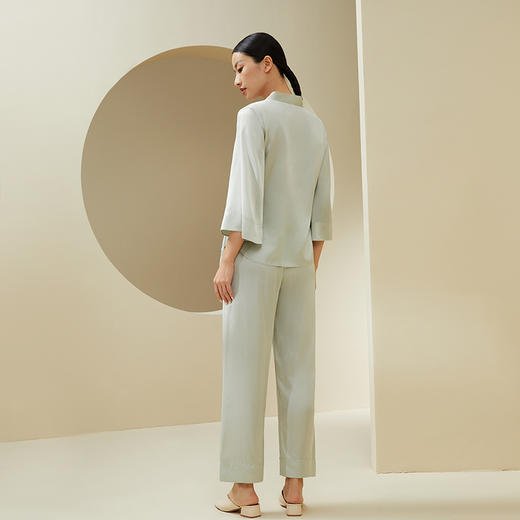 节日礼物】金三塔桑蚕丝弹力绸缎女刺绣花衣裤套可外穿家居服真丝睡衣  YSFDA205 商品图1