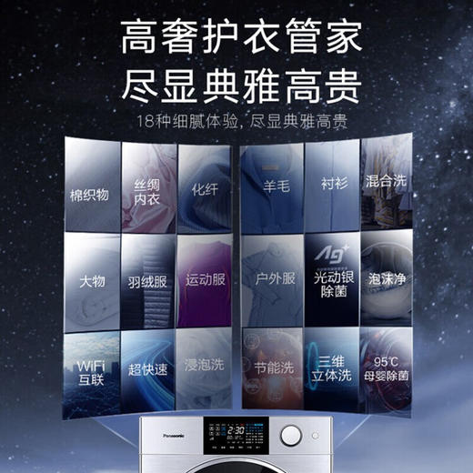 松下(Panasonic)高端12kg洗烘一体智屏全自动家用滚筒洗衣机阿尔法 保时捷设计 光动银除菌 XQG120-P3DR 商品图2