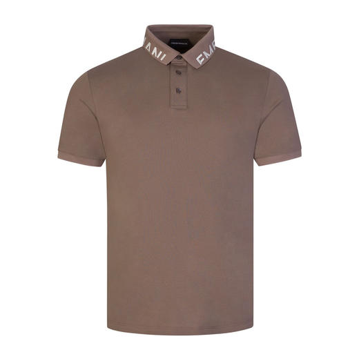 EMPORIO ARMANI 阿玛尼 男士标志衣领丝光珠地布短袖 Polo 衫 浅咖色 3R1FG4 1JTKZ 01F0 商品图0