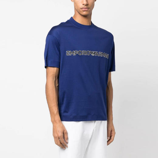 EMPORIO ARMANI 阿玛尼 男士字母徽标印花圆领短袖T恤 蓝色 3R1TBD 1JUVZ 0862 商品图1