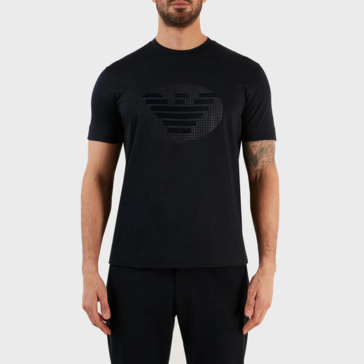 EMPORIO ARMANI 阿玛尼 男士棉质徽标印花圆领短袖T恤 深蓝色 3R1TU1 1JSAZ 0920 商品图0