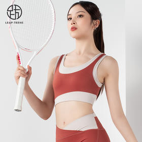 跃牌【欲动春风】系列一体式撞色瑜伽背心一体式胸垫22748裸感无痕交叉腰运动九分裤22381（此款为欧码，建议拍小一码！）