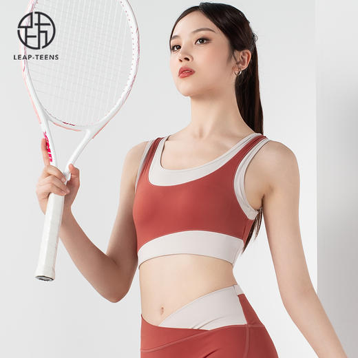 跃牌【欲动春风】系列一体式撞色瑜伽背心一体式胸垫22748裸感无痕交叉腰运动九分裤22381（此款为欧码，建议拍小一码！） 商品图0