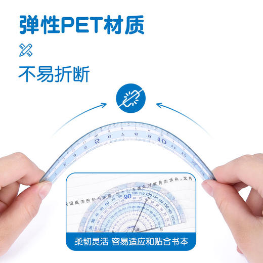 藤井尺子套装小学生用专直尺绘图透明多功能儿童测量套尺四件套几何图形量角器三角板老师推荐 商品图2