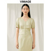 VIMAGE纬漫纪夏季新款V领泡泡袖修身短款小上衣女V1913536 商品缩略图5