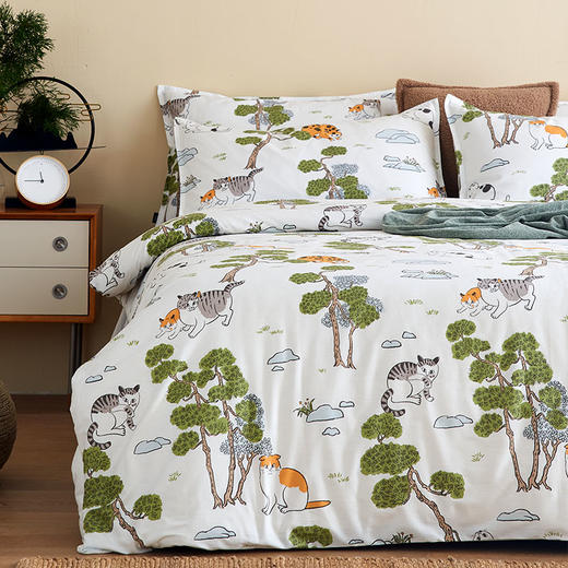 【幸运土猫】松林喵猫如茉全棉纯棉猫三四件套件柔软被套原创设计 商品图5