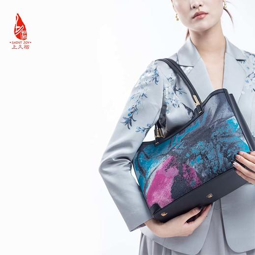 SAINTJOY/上久楷 宋锦女式拎包 蓝紫灰虹涧  BWW18A2001 商品图2
