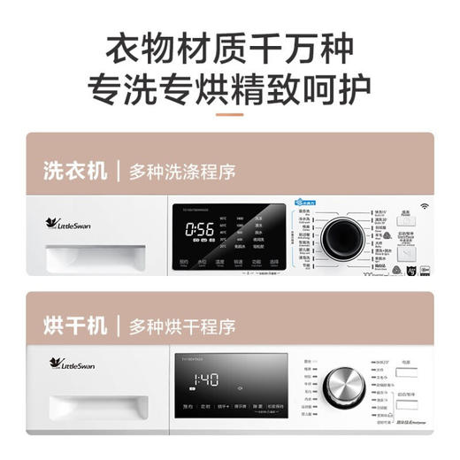 小天鹅（LittleSwan）洗烘套装 热泵烘干滚筒洗衣全自动家用10公斤水魔方除菌除螨智能家电 TG100VT86WMAD5+TH100VTH35 商品图6