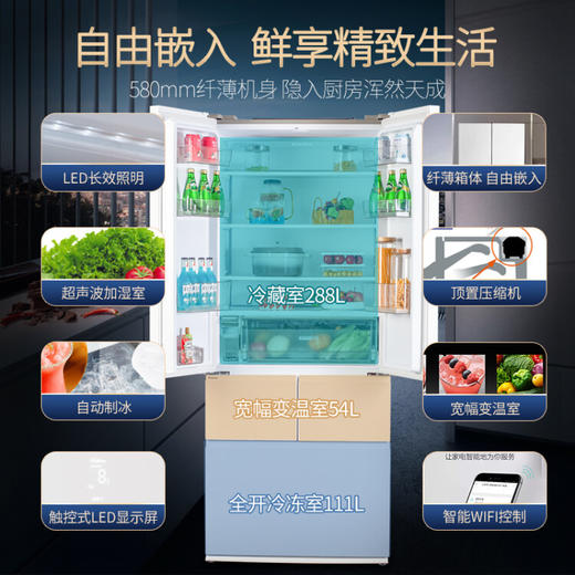 松下(Panasonic)453升超薄嵌入变频风冷多门冰箱 自动制冰网红大白NR-EW45TGA-W 商品图2