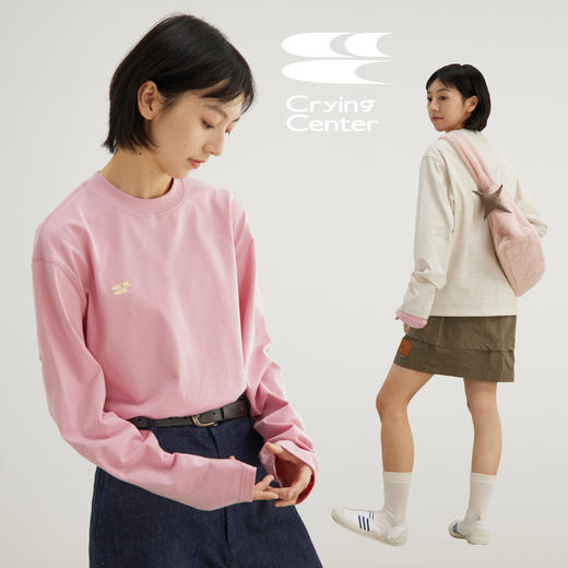 CryingCenter 燕麦粉温柔版纯棉基础圆领T恤 长袖TEE 哭喊中心 商品图0