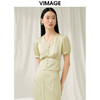 VIMAGE纬漫纪夏季新款V领泡泡袖修身短款小上衣女V1913536 商品缩略图3