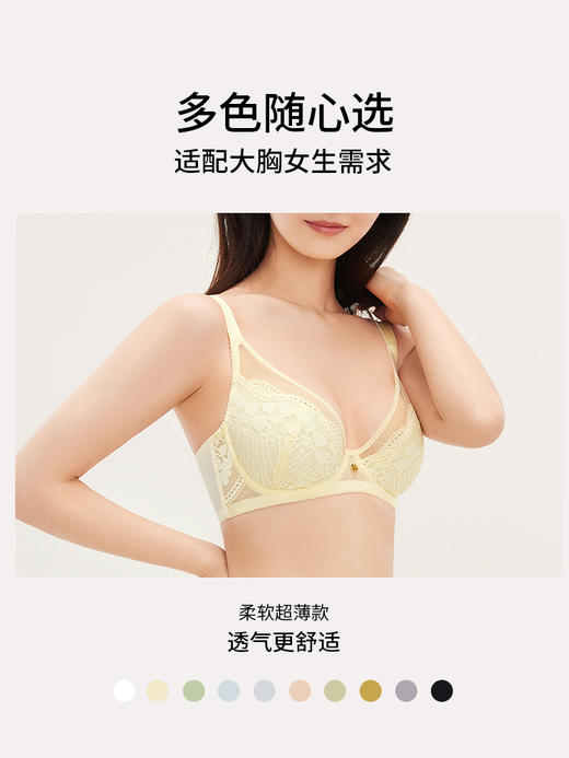 奶糖派大杯微甜全罩杯大胸显小文胸超薄蕾丝防凸点大码显瘦内衣女 商品图2