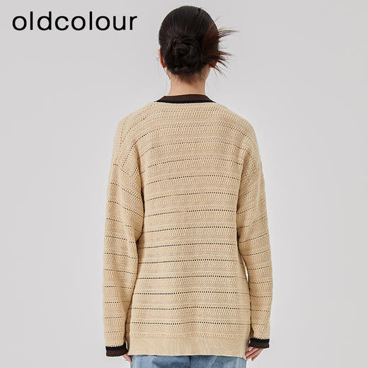 oldcolour2023春季新款杏色纯棉气质中长款针织衫外套女O12054257 商品图4