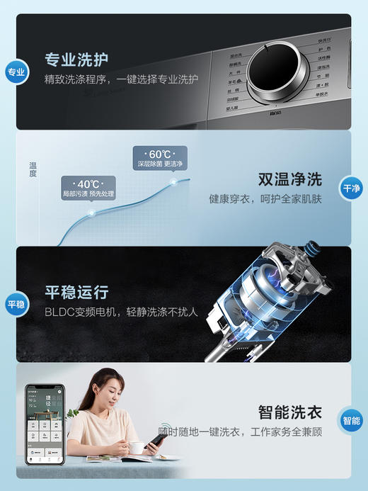 小天鹅洗衣机全自动家用10KG滚筒洗脱一体 TG100VT096WDG-Y1T 商品图2