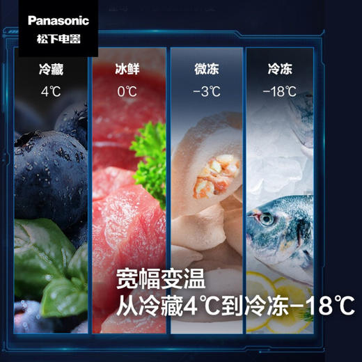 松下（Panasonic）628升十字对开门冰箱 宽幅变温 1级能效 APP智控 顶置压缩 NR-W632CG-K 商品图4