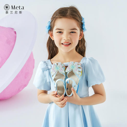 泰兰尼斯meta女童公主凉鞋2023夏季新款儿童鞋小女孩软底包头鞋子 M17X3B2874 商品图4