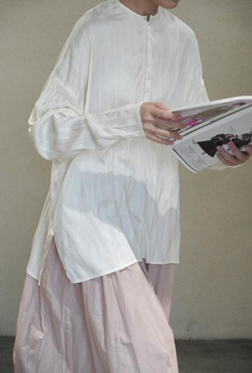 ECOLE DE CURIOSITES 条纹电力纺真丝圆领衬衫(Made in France) 商品图2