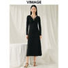 VIMAGE纬漫纪春季新款气质V领收腰显瘦连衣裙女礼服V1977503 商品缩略图0
