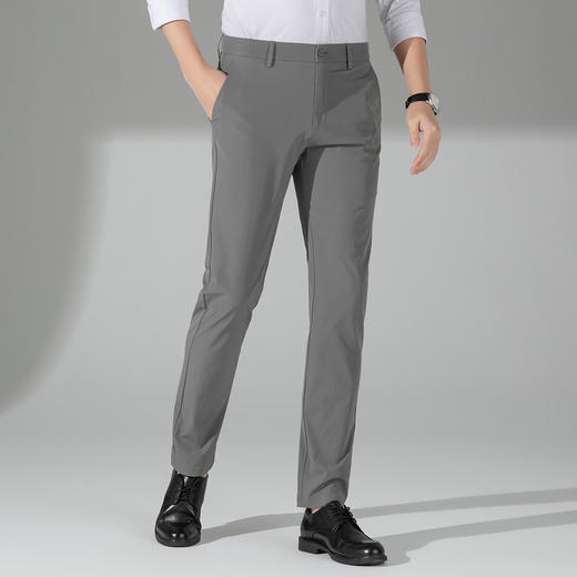 圣得西男士凉感冰丝休闲裤春夏新款时尚弹力薄款商务直筒长裤2312913035 商品图9
