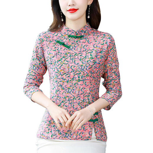 2023春季新款盘扣洋气立领遮肚国风衬衫上衣KQL-E324N9607 商品图4