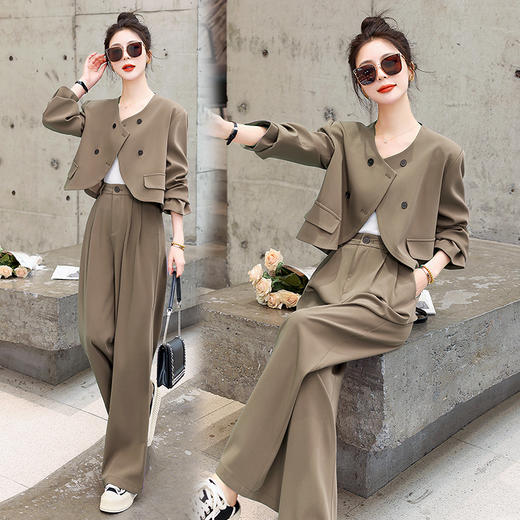 时尚简约大方气质优雅，收腰显瘦休闲修身两件套HR-ZYQ290 商品图2