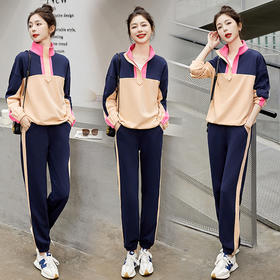 休闲运动撞色卫衣，束腿裤气质两件套套装HR-CPYY2315