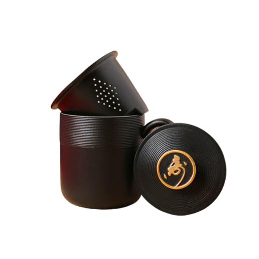 陆宝陶瓷金猴盖杯茶水分离泡茶杯便携办公室喝水杯茶具 商品图0