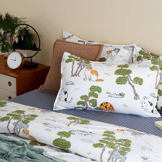 【幸运土猫】松林喵猫如茉全棉纯棉猫三四件套件柔软被套原创设计 商品图0