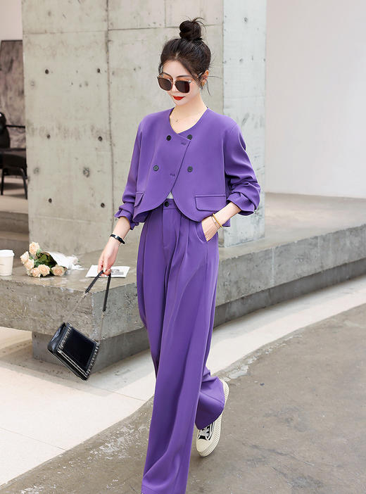 时尚简约大方气质优雅，收腰显瘦休闲修身两件套HR-ZYQ290 商品图4