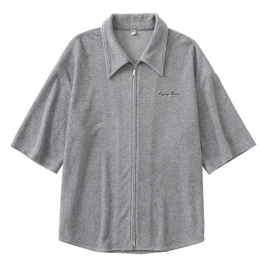 CryingCenter 花灰毛巾慵懒感衬衫拉链开衫 哭喊中心 商品图4