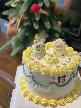 奶油霜手绘裱花奶油蛋糕