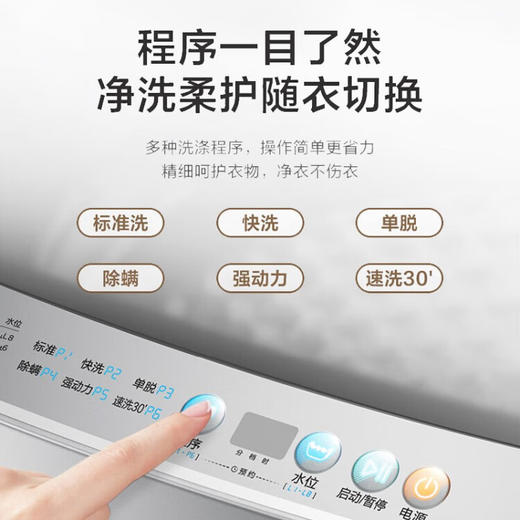 小天鹅（LittleSwan）波轮洗衣8/10kg公斤全自动家用宿舍大容量 洗脱一体预约洗涤专利免清洗vt615awy以旧换新 【钢化玻璃门盖】10公斤TB100VT615AWY 商品图2