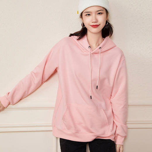 优选丨【圆领+连帽可选】【时髦百搭必备】春季卫衣女宽松套头圆领连帽套头衫上衣可情侣纯棉卫衣 商品图4