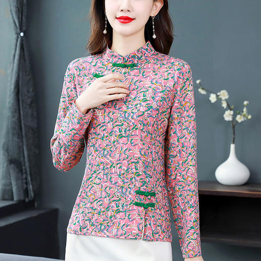 2023春季新款盘扣洋气立领遮肚国风衬衫上衣KQL-E324N9607 商品图3