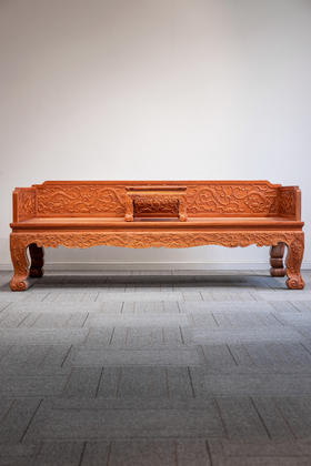 红桥红  家具严选  缅甸花梨（大果紫檀）【198 三弯腿双龙戏珠罗汉床 两件套】