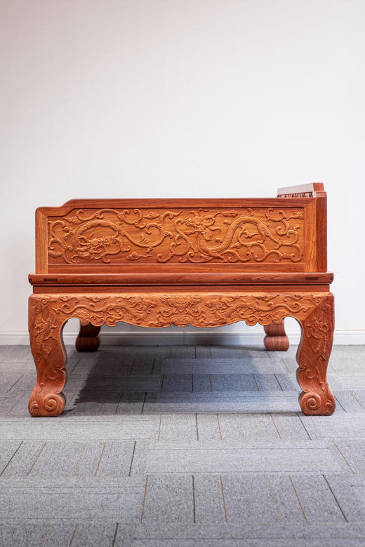 红桥红  家具严选  缅甸花梨（大果紫檀）【198 三弯腿双龙戏珠罗汉床 两件套】 商品图7