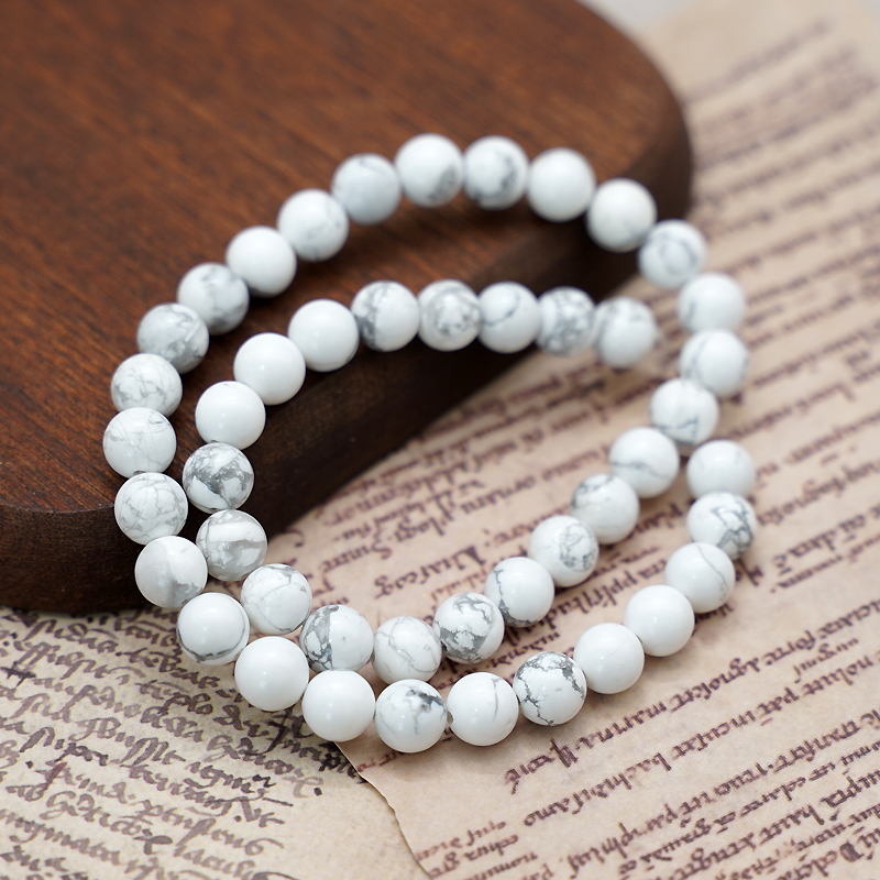 白松石8mm珠料意卡米诺手串念珠单颗珠子散珠半成品