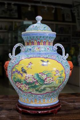 扒花珐琅彩如意罐