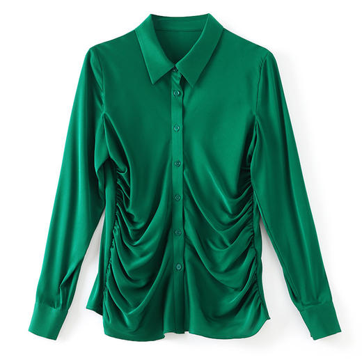 通勤修身，重磅真丝双乔衬衫缎面立体褶皱遮肉显瘦衬衣WLZD-2301608 商品图4