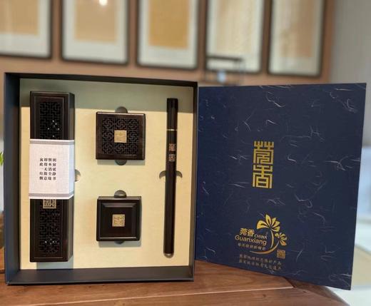 黑檀木嵌铜莞香礼盒四件套 莞香手信  广东手礼 商品图0