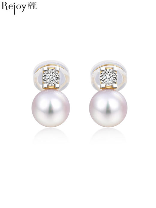 【天猫同款】悦甄 18k金Akoya珍珠钻石耳夹  戴妃 商品图0