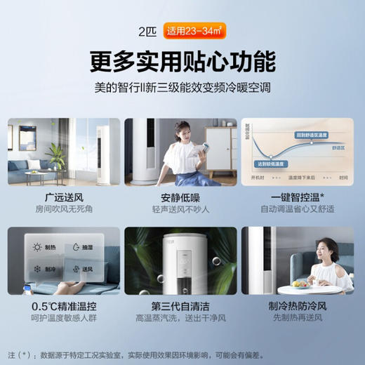 美的(Midea)空调智行II 3匹 新能效 变频冷暖 智能低噪自清洁 APP操控 圆柱立式柜KFR-72LW/N8MJA3 商品图6